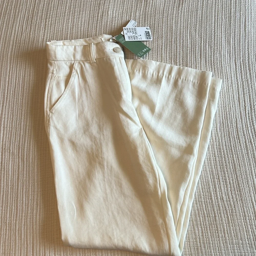 Wide Leg Cream Trousers Size 6 H&M - Picture 2 of 4